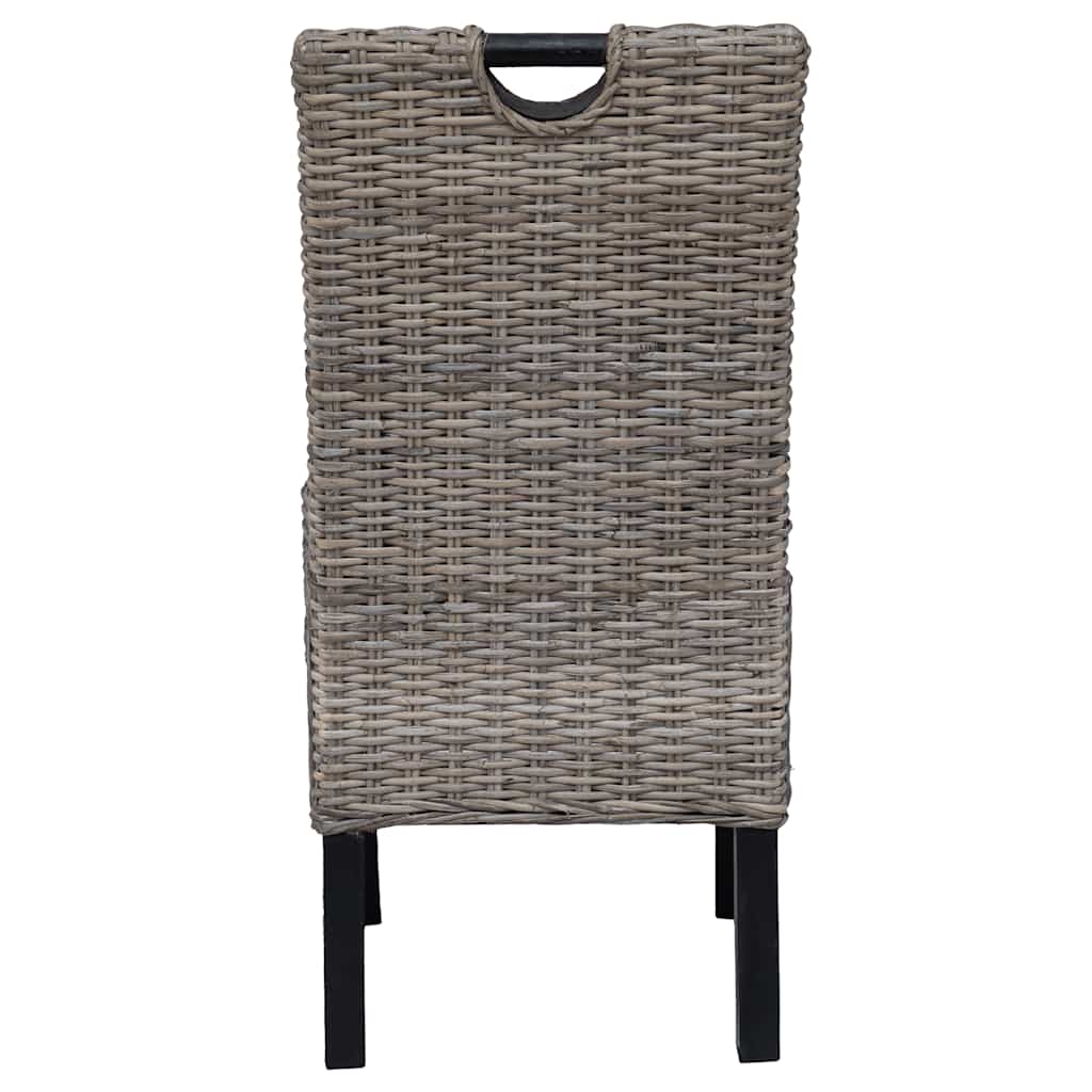 Sedie Sala da Pranzo 6 pz in Rattan Kubu e Legno di Mango