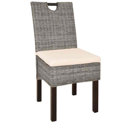 Sedie Sala da Pranzo 4 pz in Rattan Kubu e Legno di Mango