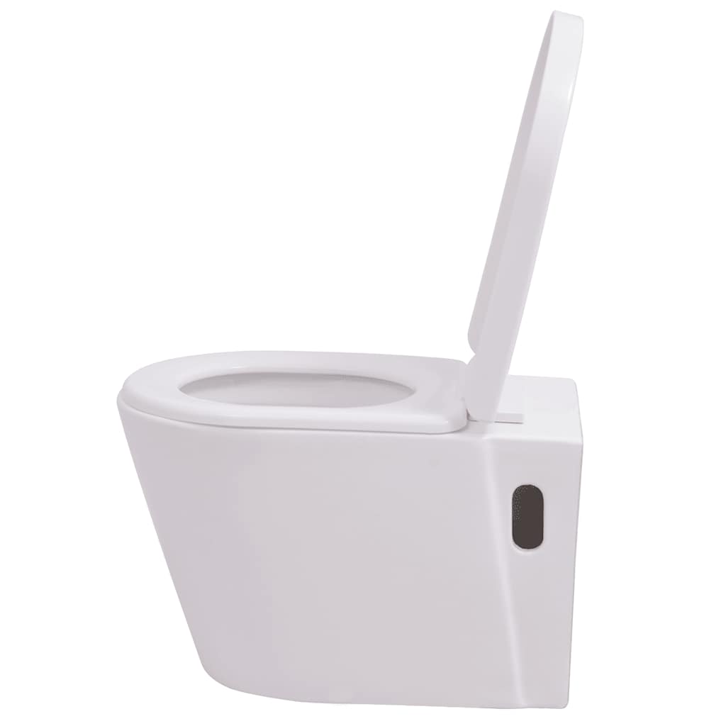 WC a Muro con Sciacquone Nascosto in Ceramica Bianco