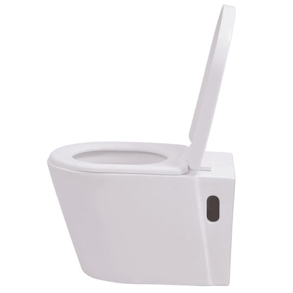 WC a Muro con Sciacquone Nascosto in Ceramica Bianco