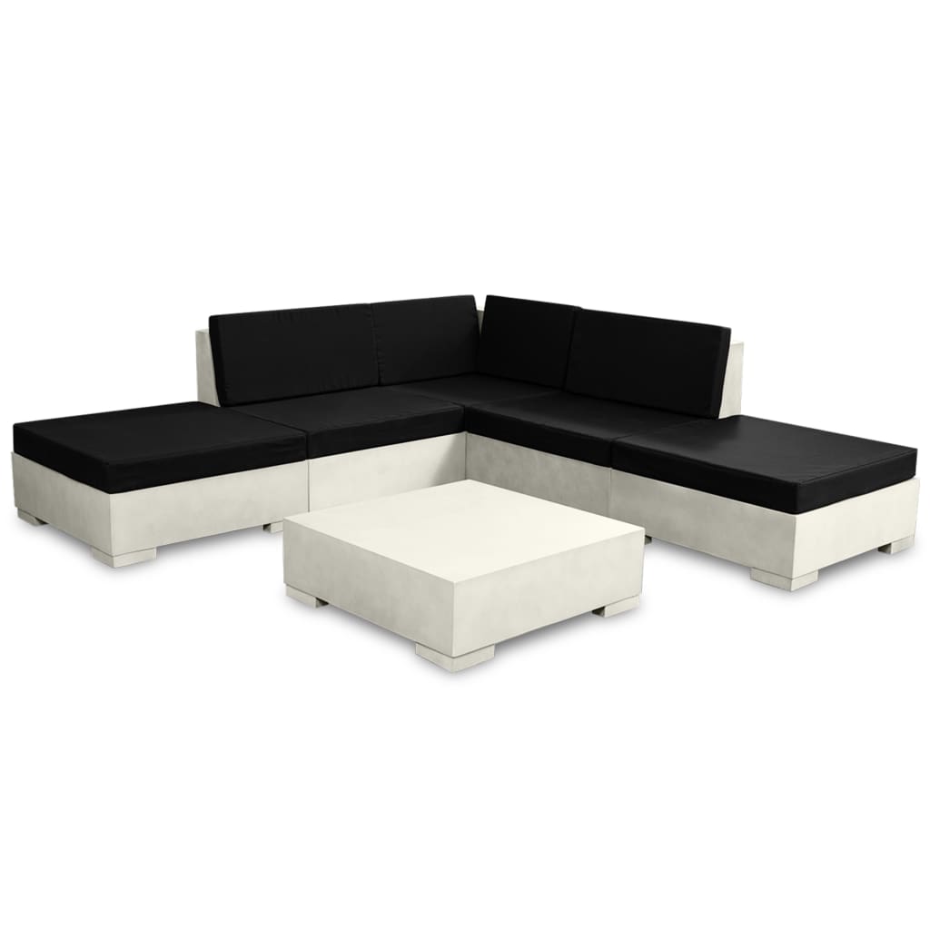 Set Divani da Giardino 6 pz con Cuscini in Cemento Grigio
