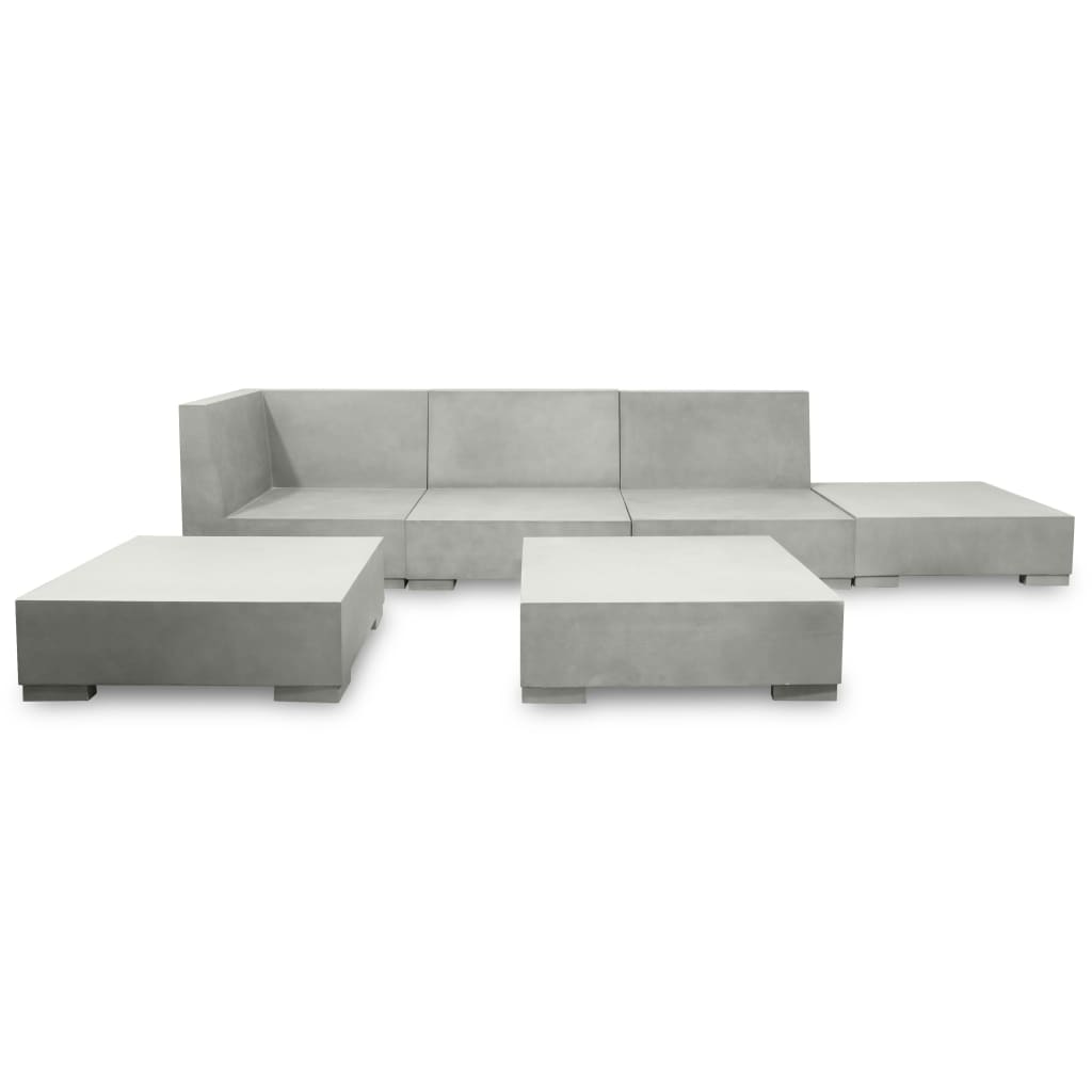 Set Divani da Giardino 6 pz con Cuscini in Cemento Grigio
