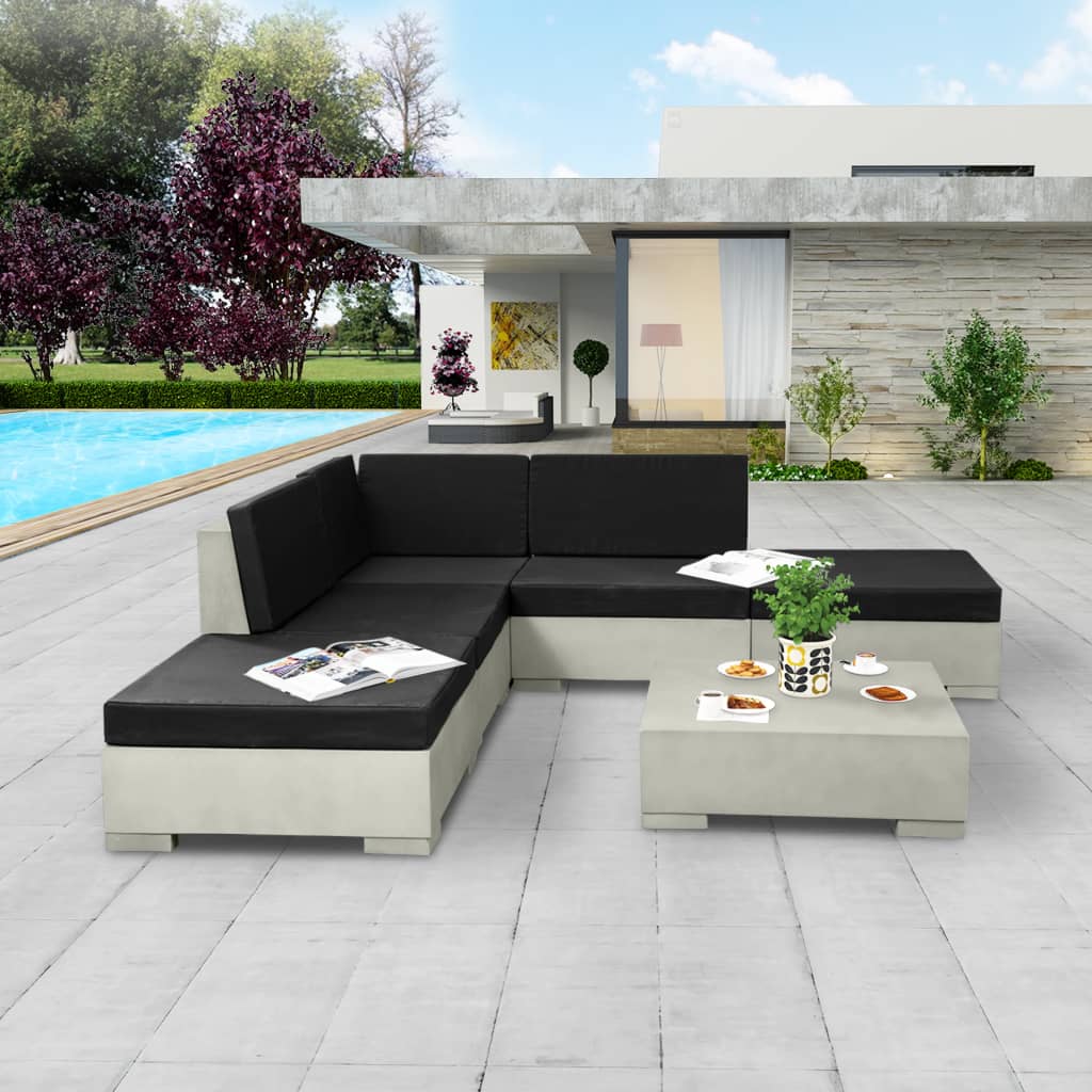 Set Divani da Giardino 6 pz con Cuscini in Cemento Grigio