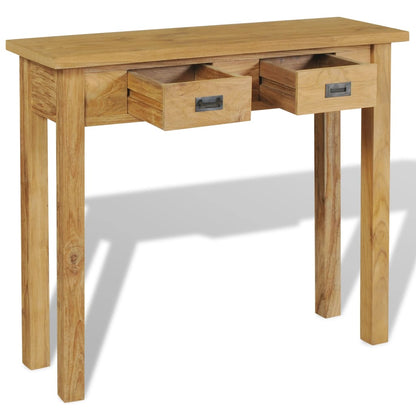 Tavolo Consolle in Legno Massello di Teak 90x30x80 cm
