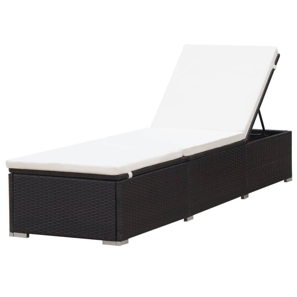 Lettini Prendisole 2 pz con Tavolo in Polyrattan Marrone