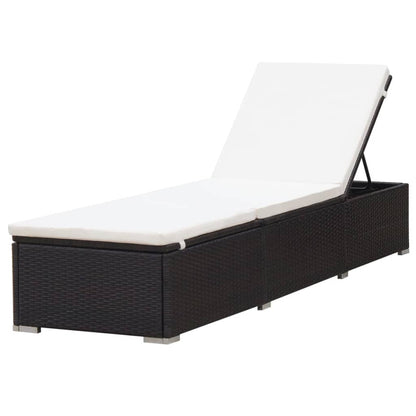 Lettini Prendisole 2 pz con Tavolo in Polyrattan Marrone