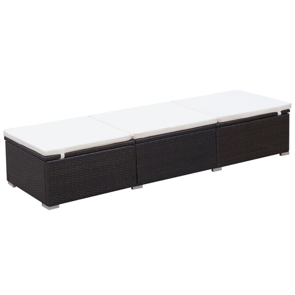 Lettini Prendisole 2 pz con Tavolo in Polyrattan Marrone