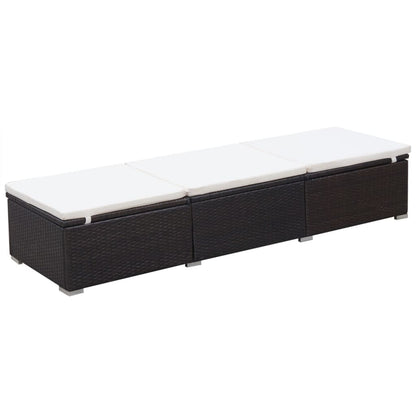 Lettini Prendisole 2 pz con Tavolo in Polyrattan Marrone