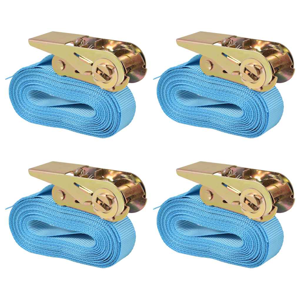 Cinghie dâ€™Ancoraggio 4 pz a Cricchetto 0,8 T 6mx25mm Blu