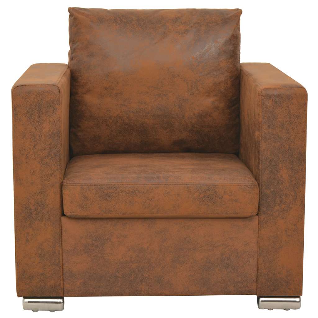 Poltrona Marrone 82x73x82 cm Similpelle Scamosciata