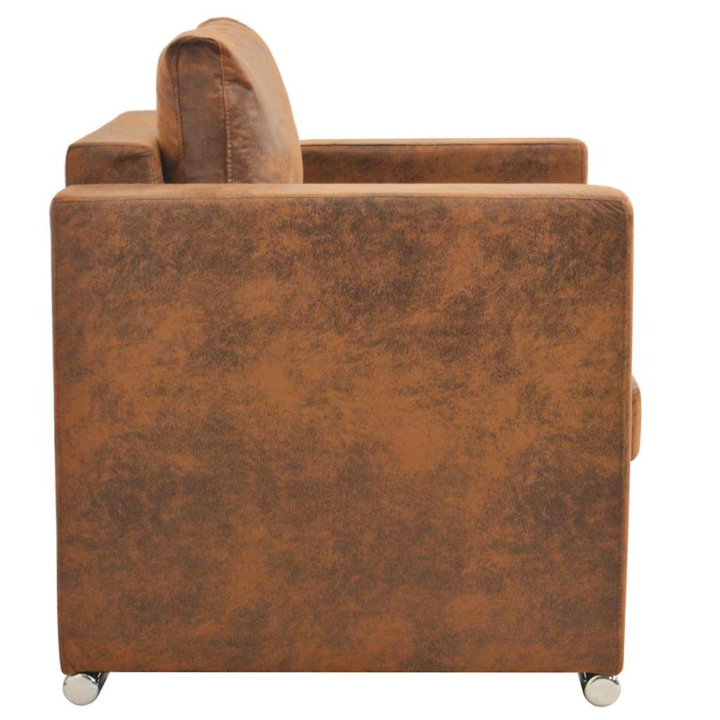 Poltrona Marrone 82x73x82 cm Similpelle Scamosciata