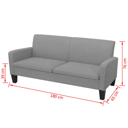 Divano a 3 Posti 180x65x76 cm Grigio Chiaro