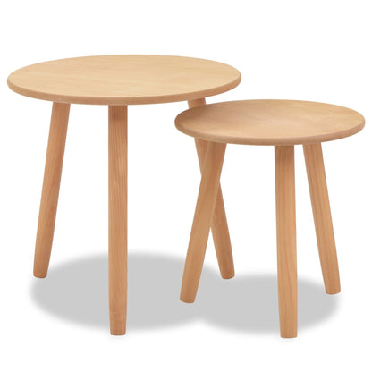 Set Tavolini 2 pz in Legno Massello di Pino Marroni