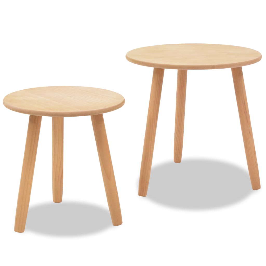 Set Tavolini 2 pz in Legno Massello di Pino Marroni