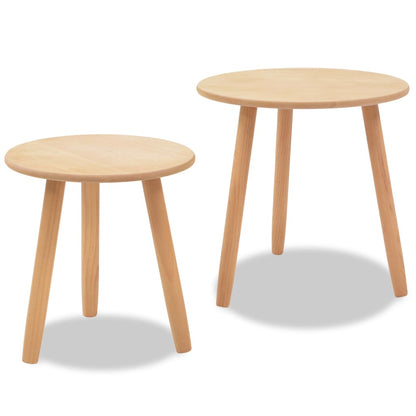 Set Tavolini 2 pz in Legno Massello di Pino Marroni