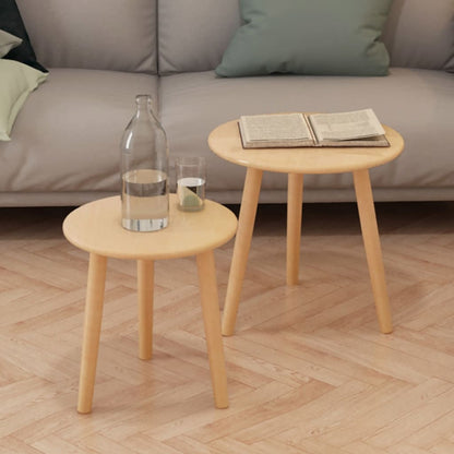 Set Tavolini 2 pz in Legno Massello di Pino Marroni