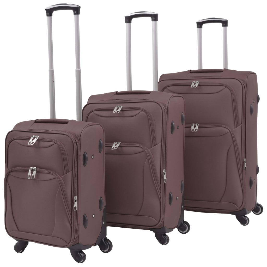 3 pz Set di Valigie Trolley Morbide Color CaffÃƒÂ¨