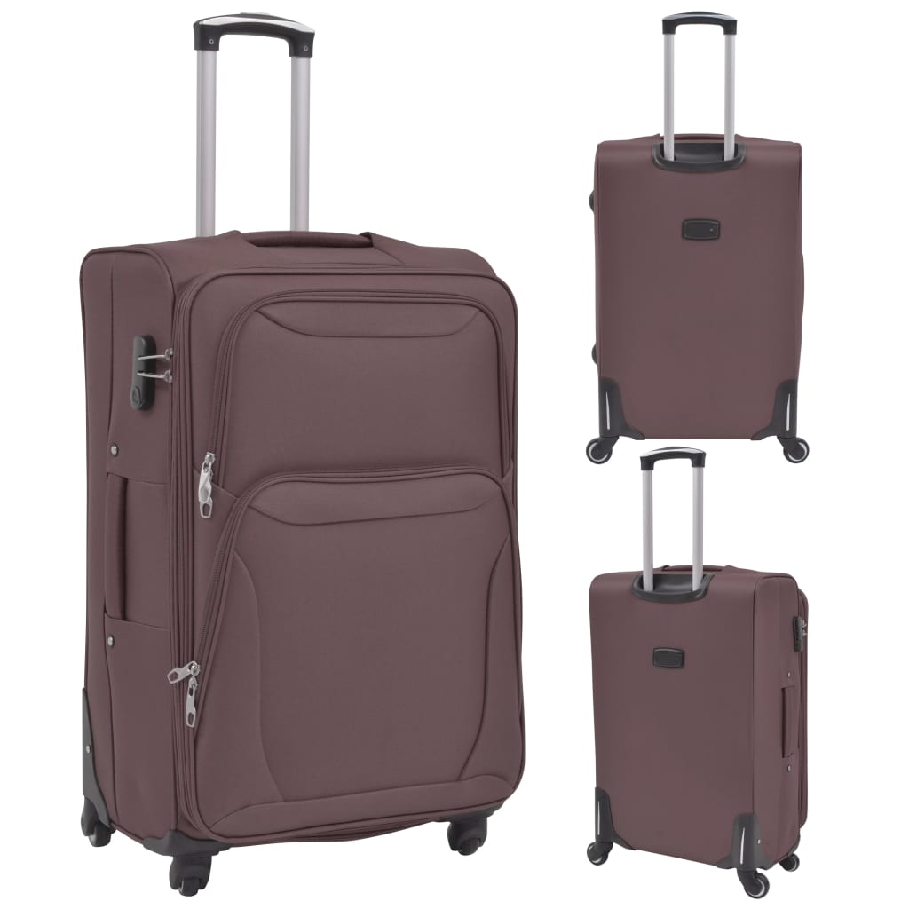 3 pz Set di Valigie Trolley Morbide Color CaffÃƒÂ¨