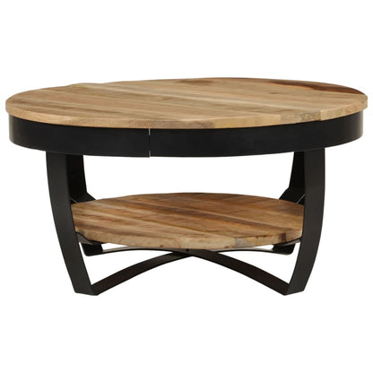 Tavolino da Salotto in Legno Massello Grezzo di Mango 65x32 cm