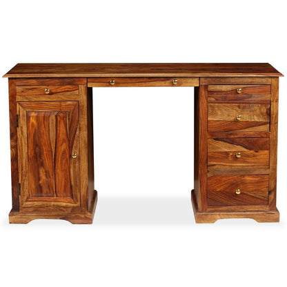 Scrivania a Colonna in Legno Massello di Sheesham 140x50x76 cm