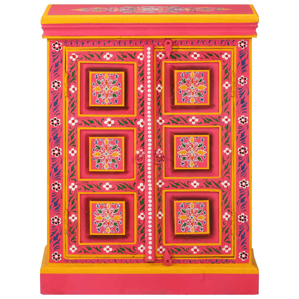 Credenza in Legno Massello di Mango Rosa Dipinta a Mano