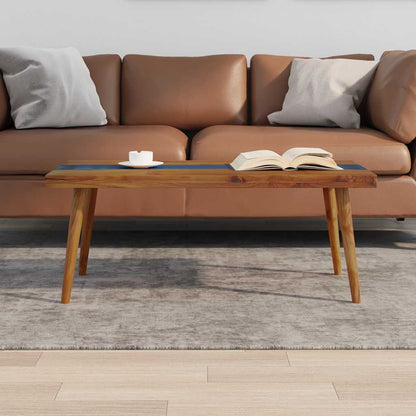 Tavolino da Salotto in Legno di Teak e Resina 100x50x40 cm
