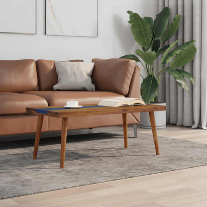 Tavolino da Salotto in Legno di Teak e Resina 100x50x40 cm