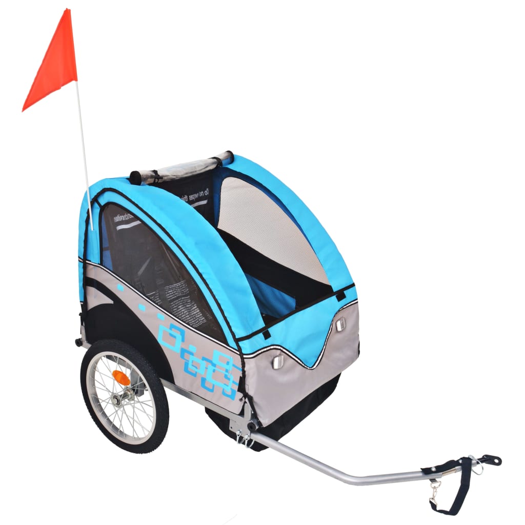 Rimorchio per Bici Grigio e Blu 30 kg