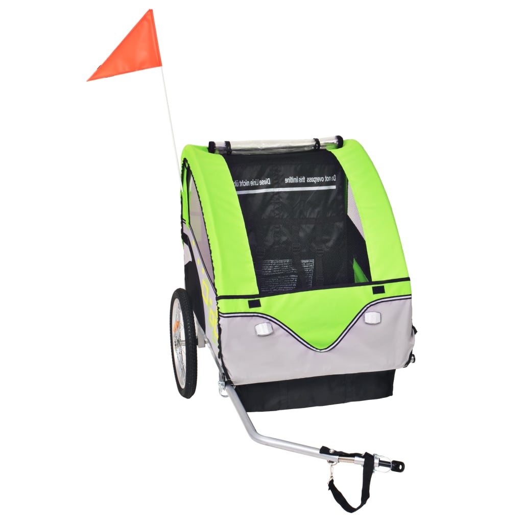 Rimorchio per Bici Grigio e Verde 30 kg
