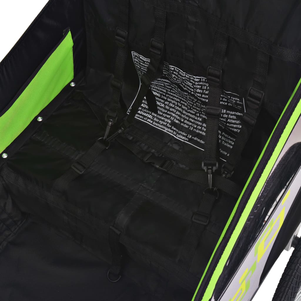 Rimorchio per Bici Grigio e Verde 30 kg