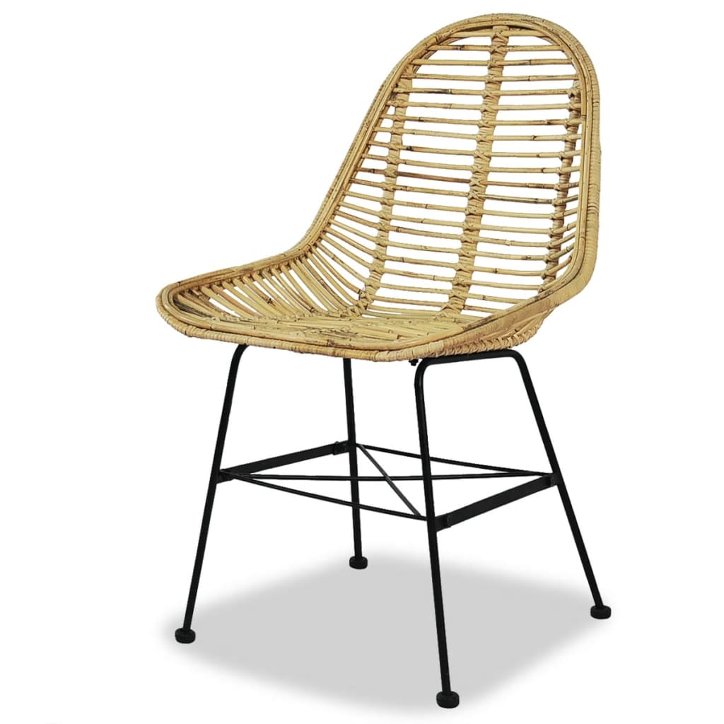 Sedie da Pranzo 2 pz in Rattan Naturale