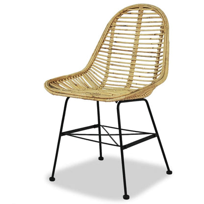 Sedie da Pranzo 2 pz in Rattan Naturale