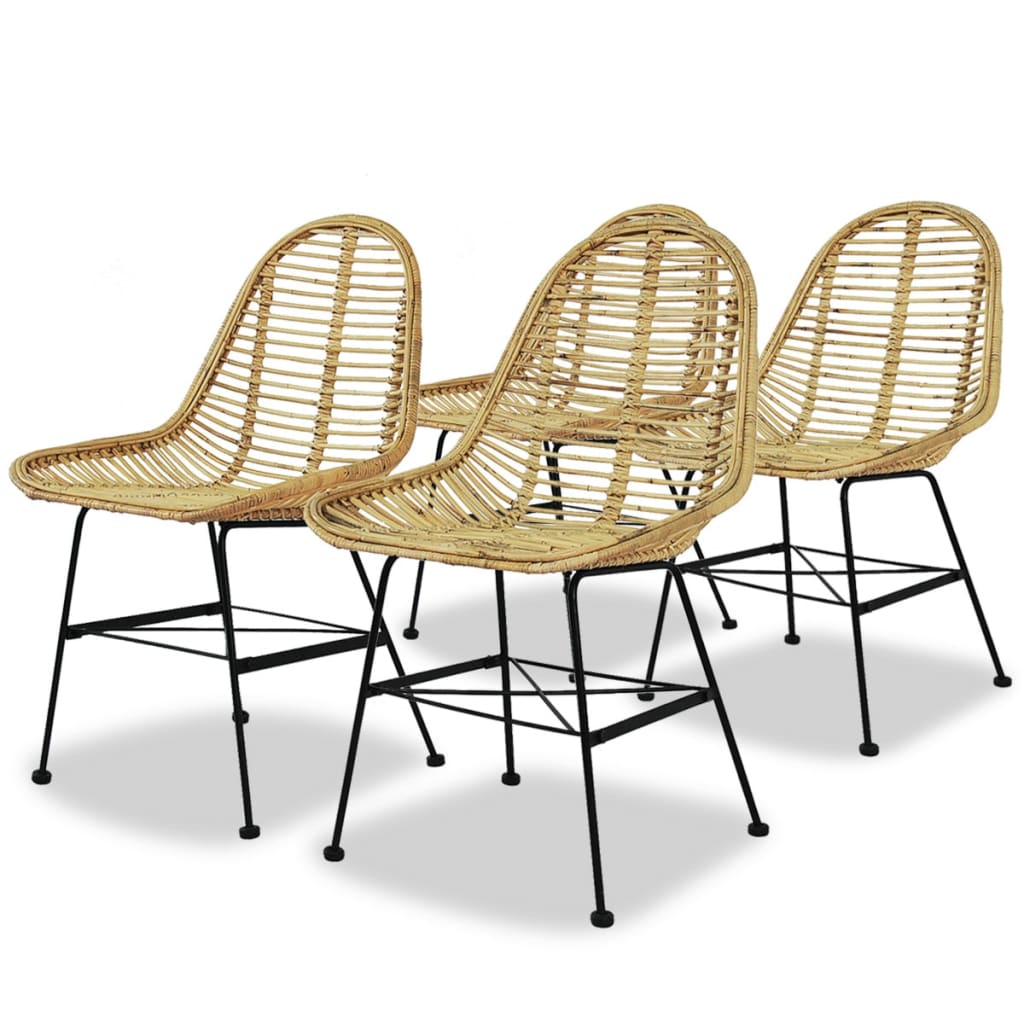 Sedie da Pranzo 4 pz in Rattan Naturale