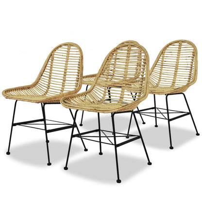 Sedie da Pranzo 4 pz in Rattan Naturale