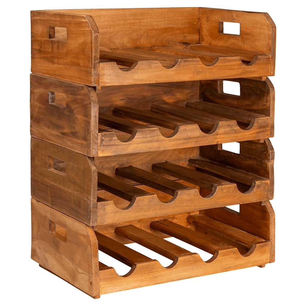 Set Portavini 4 pz per 16 Bottiglie in Legno Massello di Mogano
