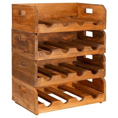 Set Portavini 4 pz per 16 Bottiglie in Legno Massello di Mogano