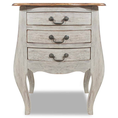 Comodino in Legno Massello di Mogano 48x35x64 cm