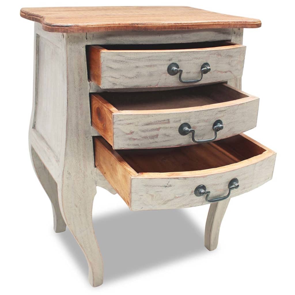 Comodino in Legno Massello di Mogano 48x35x64 cm