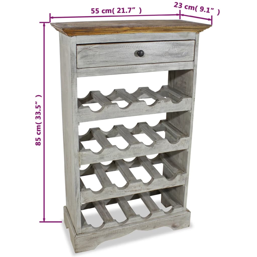 Portavini in Legno Massello di Mogano 55x23x85 cm