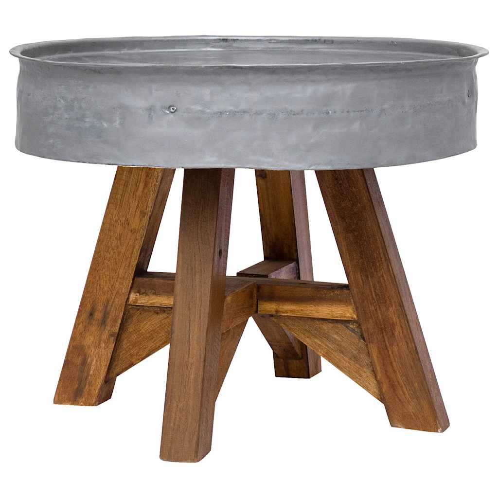 Tavolino da Salotto in Legno di Recupero Misto 60x45cm Argento