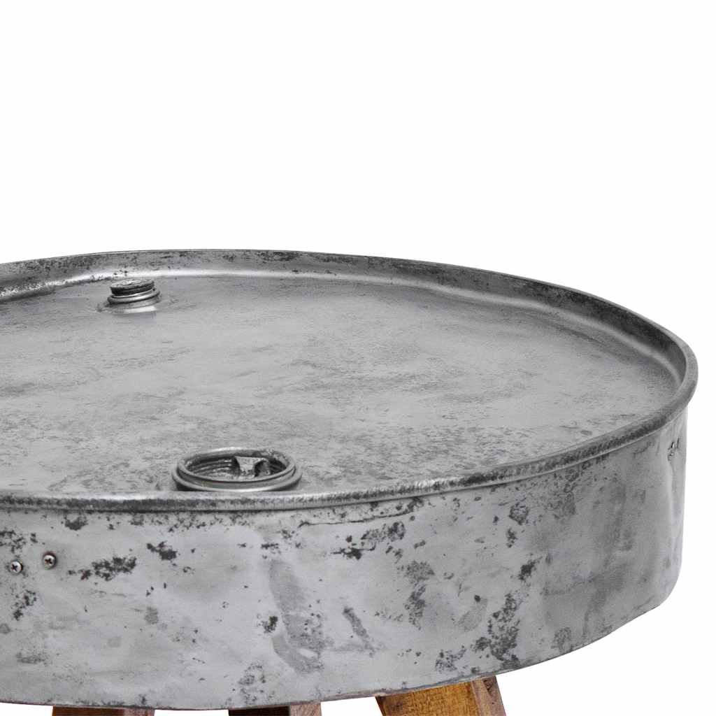 Tavolino da Salotto in Legno di Recupero Misto 60x45cm Argento
