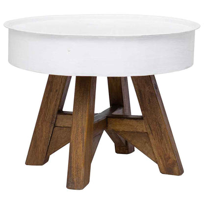 Tavolino da CaffÃƒÂ¨ in Legno Massello Recuperato 60x45 cm Bianco