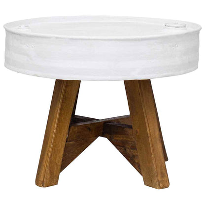 Tavolino da CaffÃƒÂ¨ in Legno Massello Recuperato 60x45 cm Bianco