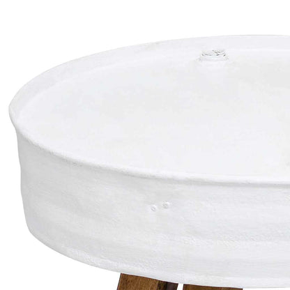 Tavolino da CaffÃƒÂ¨ in Legno Massello Recuperato 60x45 cm Bianco