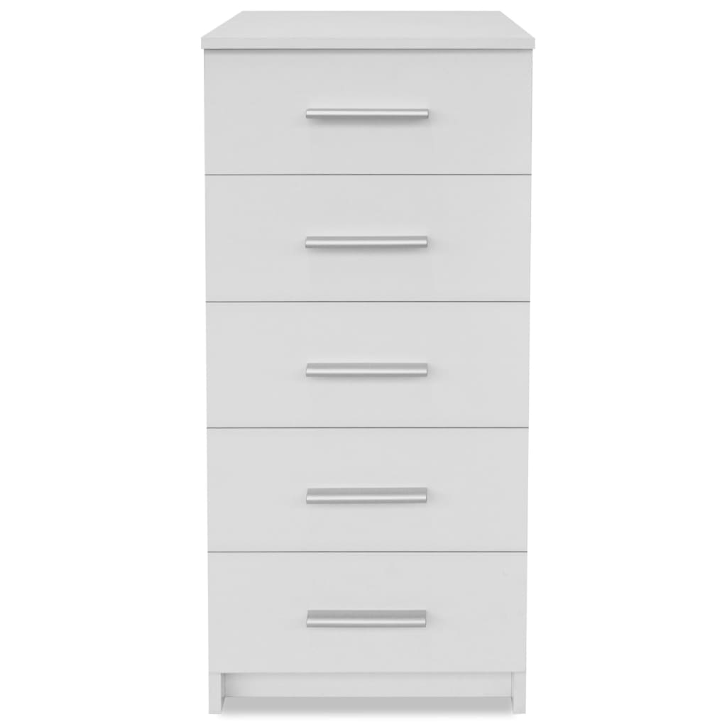 Cassettiera Alta in Legno Multistrato 41x35x106 cm Bianca