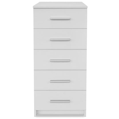 Cassettiera Alta in Legno Multistrato 41x35x106 cm Bianca