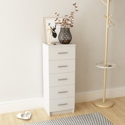 Cassettiera Alta in Legno Multistrato 41x35x106 cm Bianca