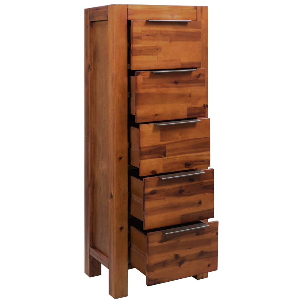Cassettiera in Legno Massello di Acacia 45x32x115cm