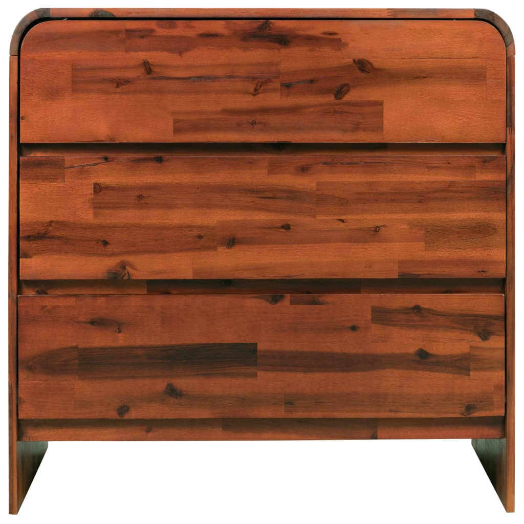 Cassettiera in Legno Massello di Acacia 90x37x75 cm