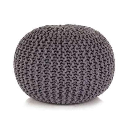 Pouf Lavorato a Maglia in Cotone 50x35 cm Grigio